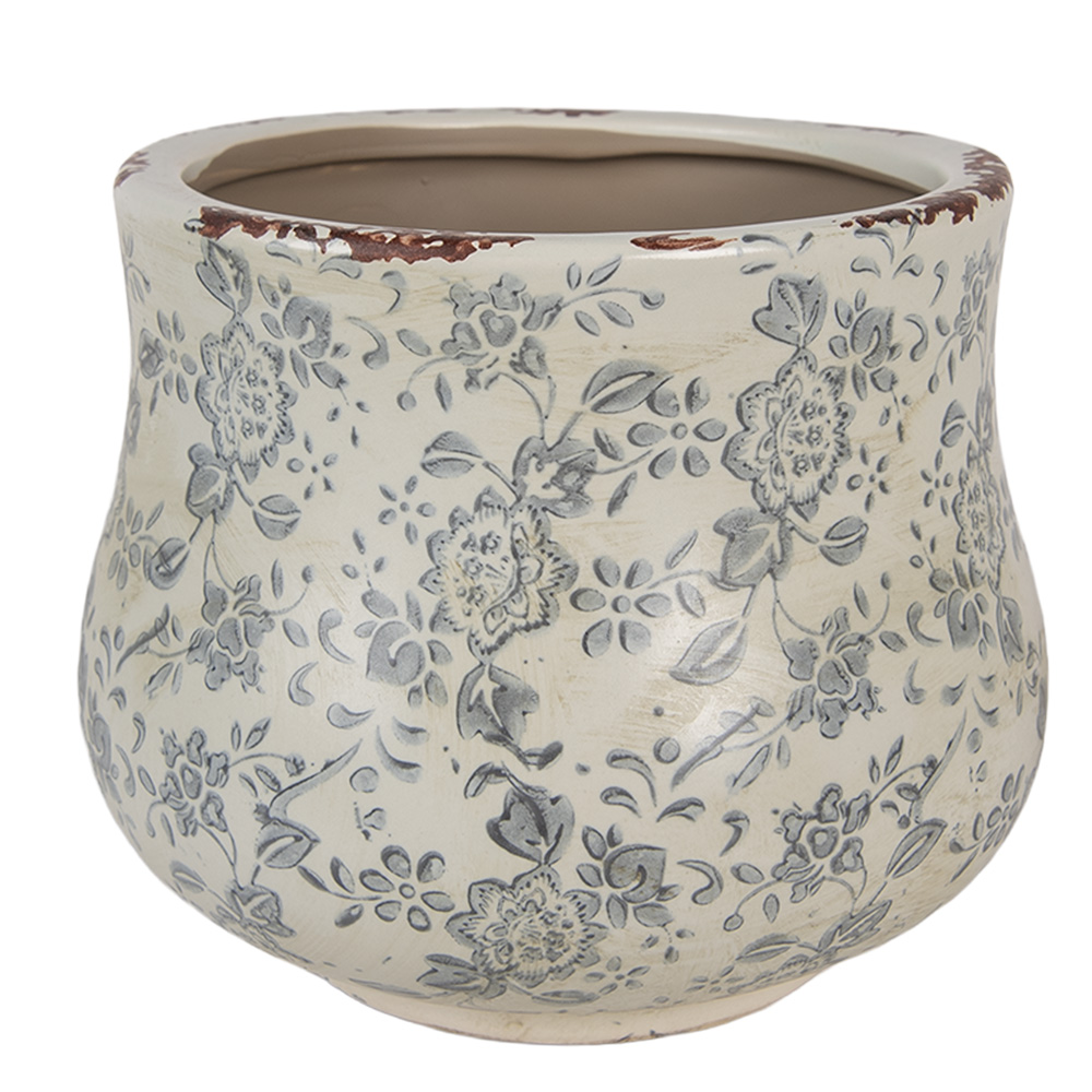 Clayre & Eef   | Bloempot Binnen Groen Grijs ø 18x15 cm | 6CE2240M