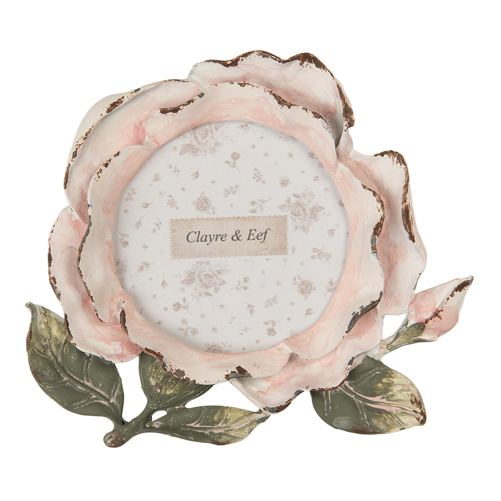 Clayre & Eef   | Fotolijst Roze Groen 13x2x12 cm / ø 8 cm | 2F1300