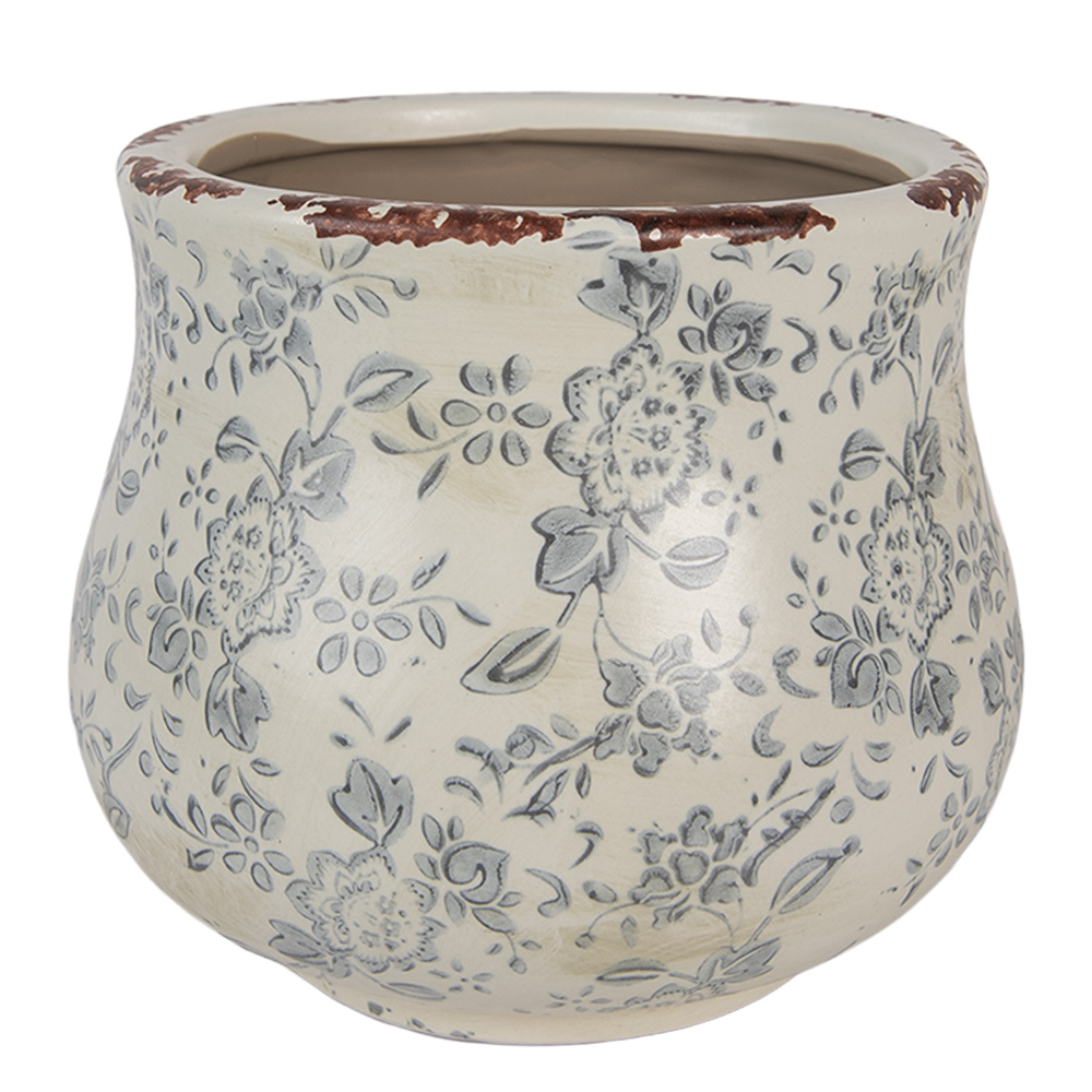 Clayre & Eef   | Bloempot Binnen Groen Grijs ø 15x13 cm | 6CE2240S