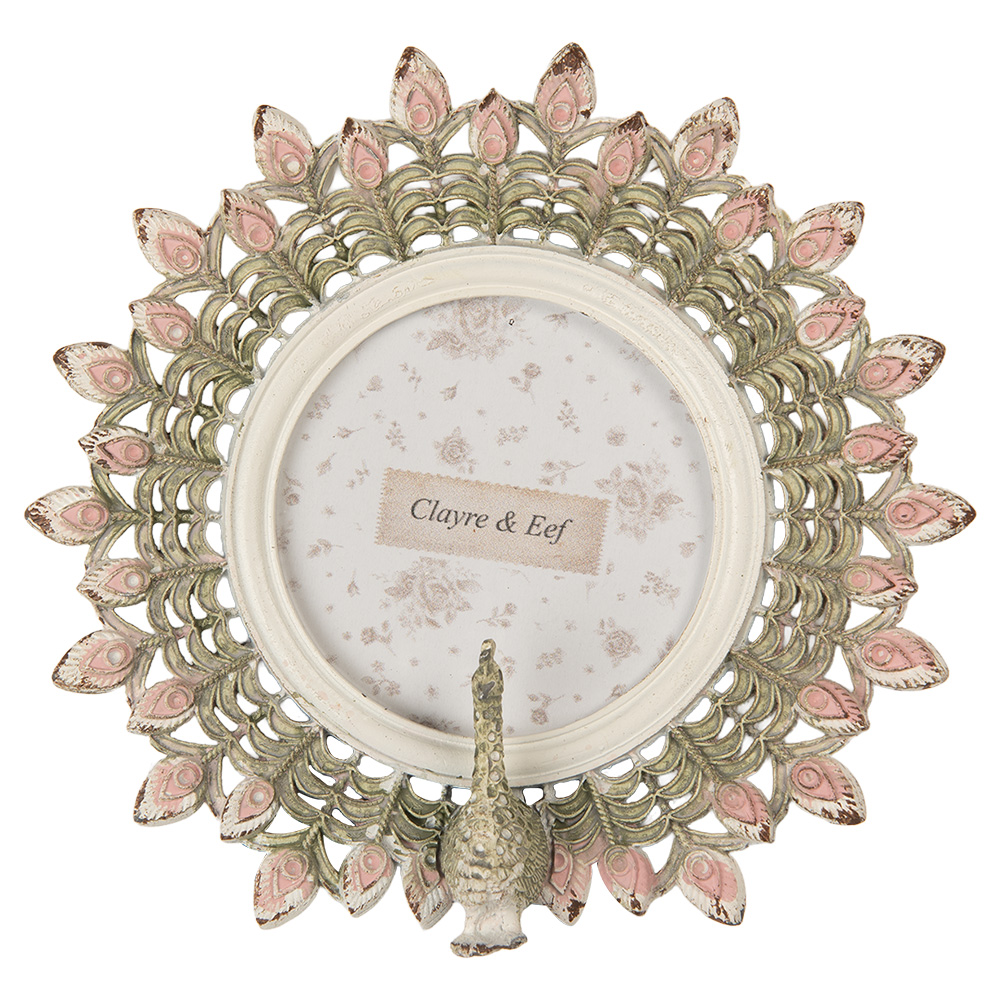 Clayre & Eef   | Fotolijst Roze Groen 14x3x14 cm / ø 8 cm | 2F1301