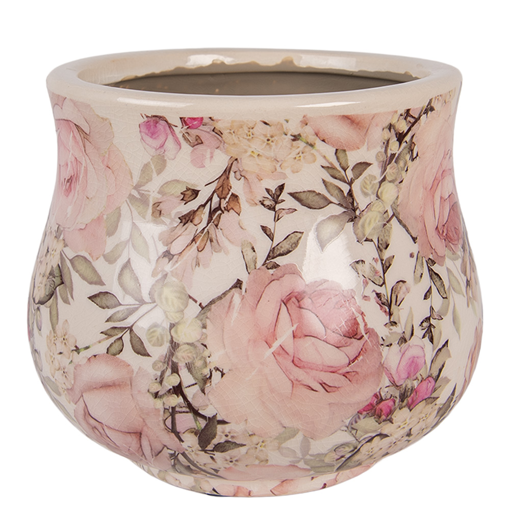 Clayre & Eef   | Bloempot Binnen Beige Roze ø 15x13 cm | 6CE2241S