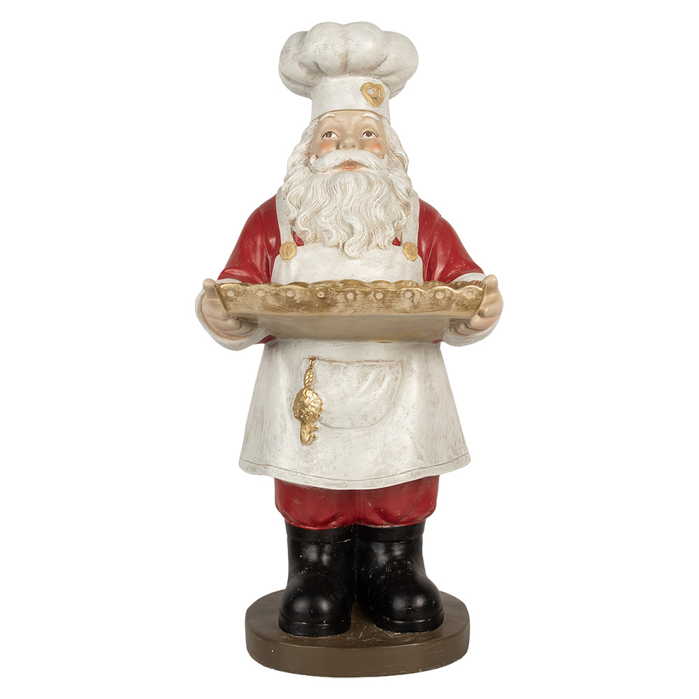 Clayre & Eef   | Kerstdecoratie Kerstman Rood Wit 40x39x81 cm | 5PR0183