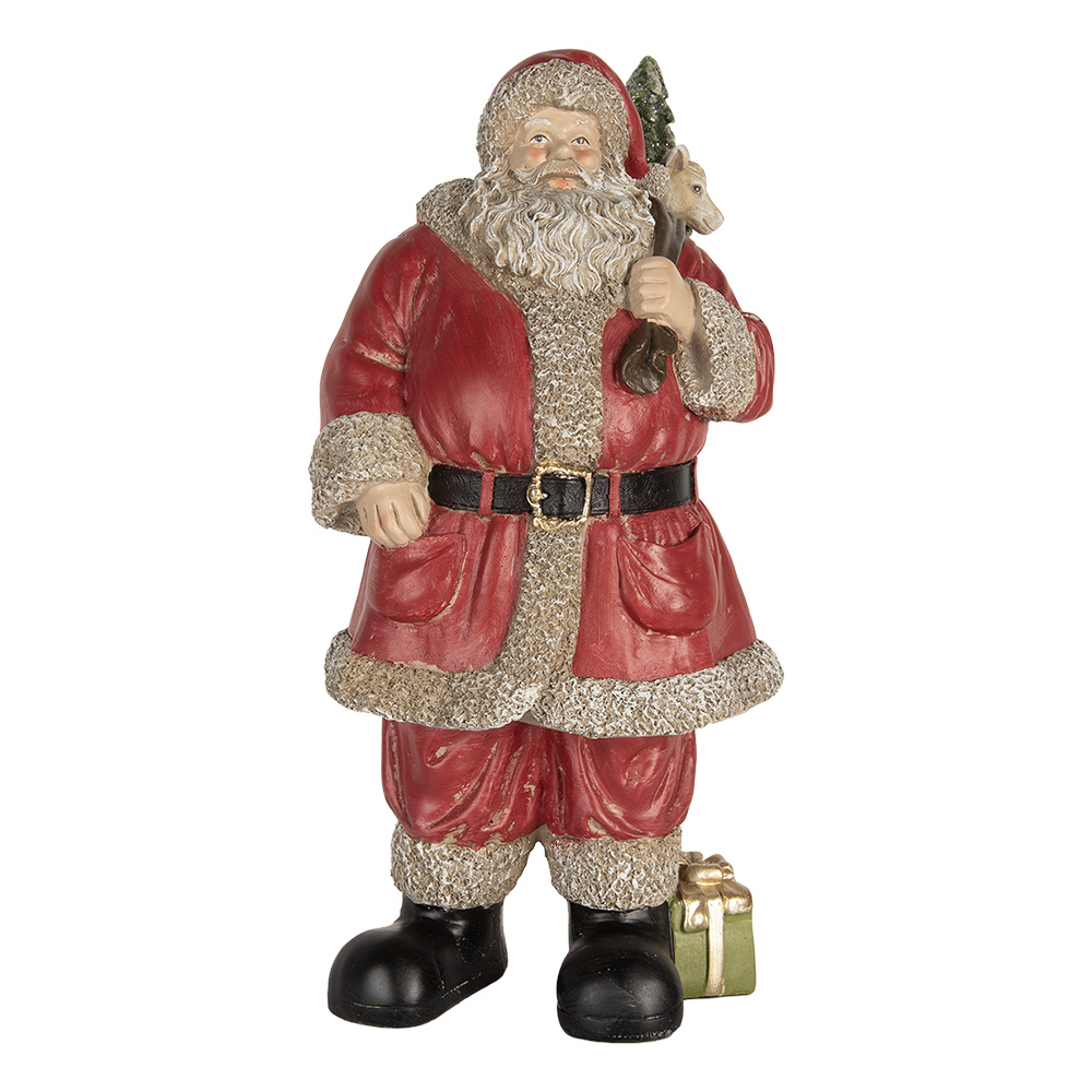 Clayre & Eef   | Kerstdecoratie Kerstman Rood Beige 21x19x40 cm | 6PR5754