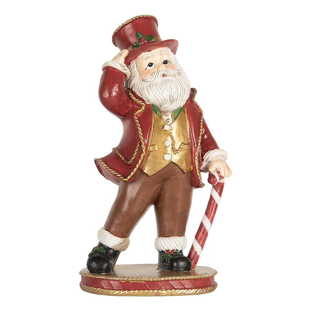 Clayre & Eef   | Kerstdecoratie Kerstman Rood Wit 12x9x21 cm | 6PR5755