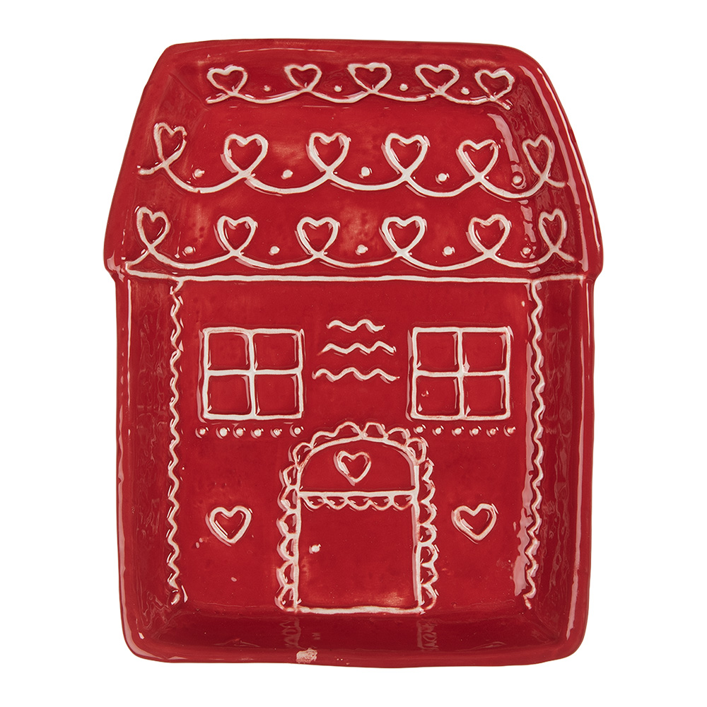 Clayre & Eef   | Servies Ontbijtbord Rood Wit 15x19x3 cm | 6CE2345