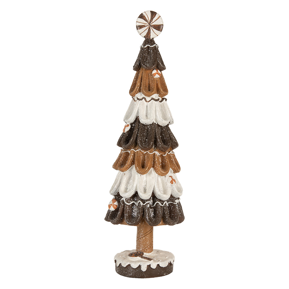 Clayre & Eef   | Kerstdecoratie Kerstboom Bruin Wit &oslash; 12x39 cm | 6PR5819