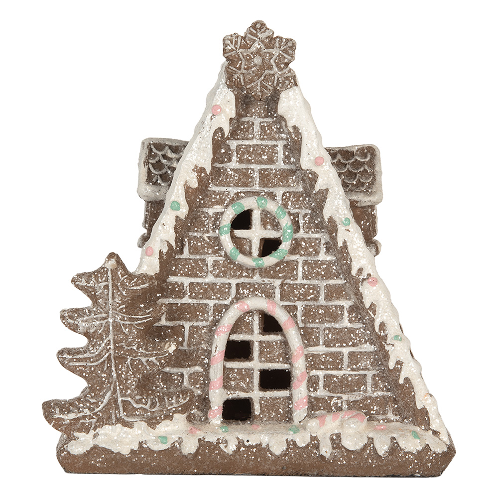 Clayre & Eef   | Decoratie Huis met LED Bruin Wit 17x10x18 cm | 6PR5824