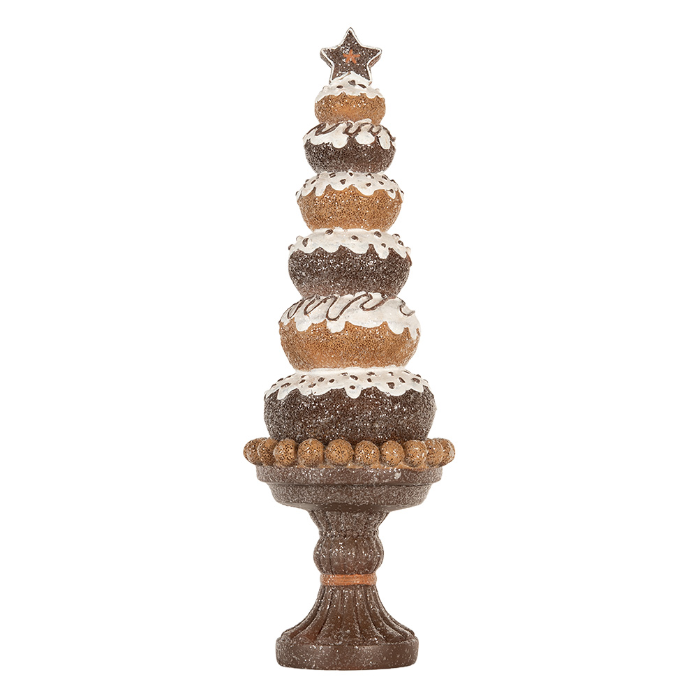 Clayre & Eef   | Kerstdecoratie Kerstboom Bruin Wit ø 11x33 cm | 6PR5852