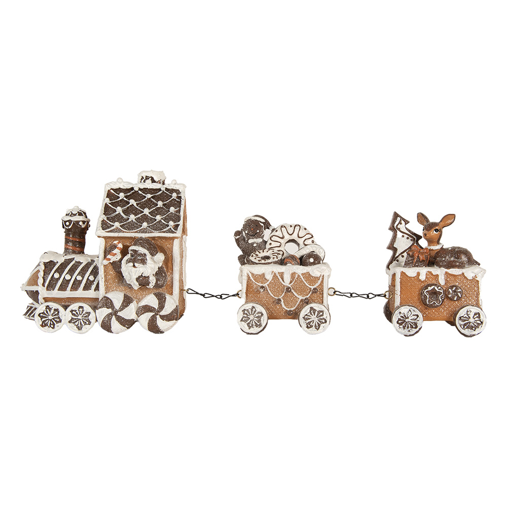 Clayre & Eef   | Decoratie Trein Bruin Wit 33x10x15 cm | 6PR5856