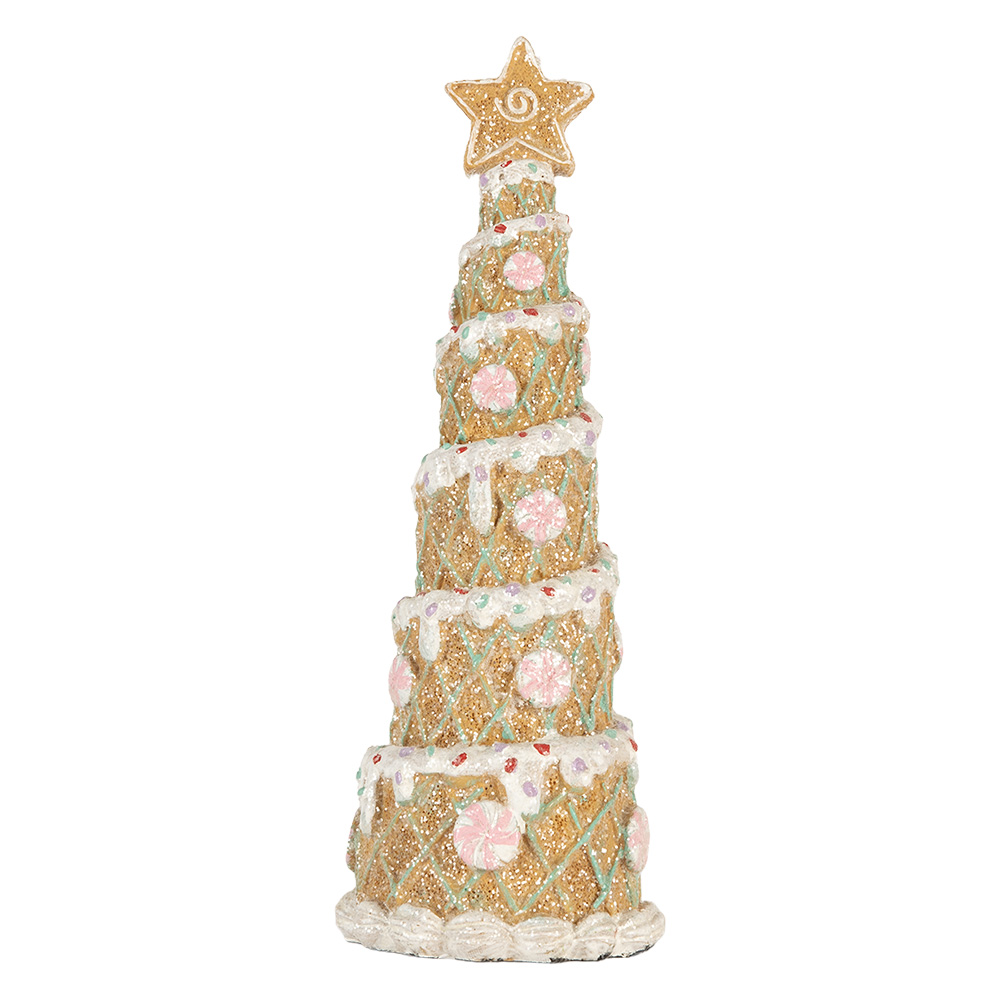 Clayre & Eef   | Kerstdecoratie Kerstboom Bruin Wit ø 9x25 cm | 6PR5866