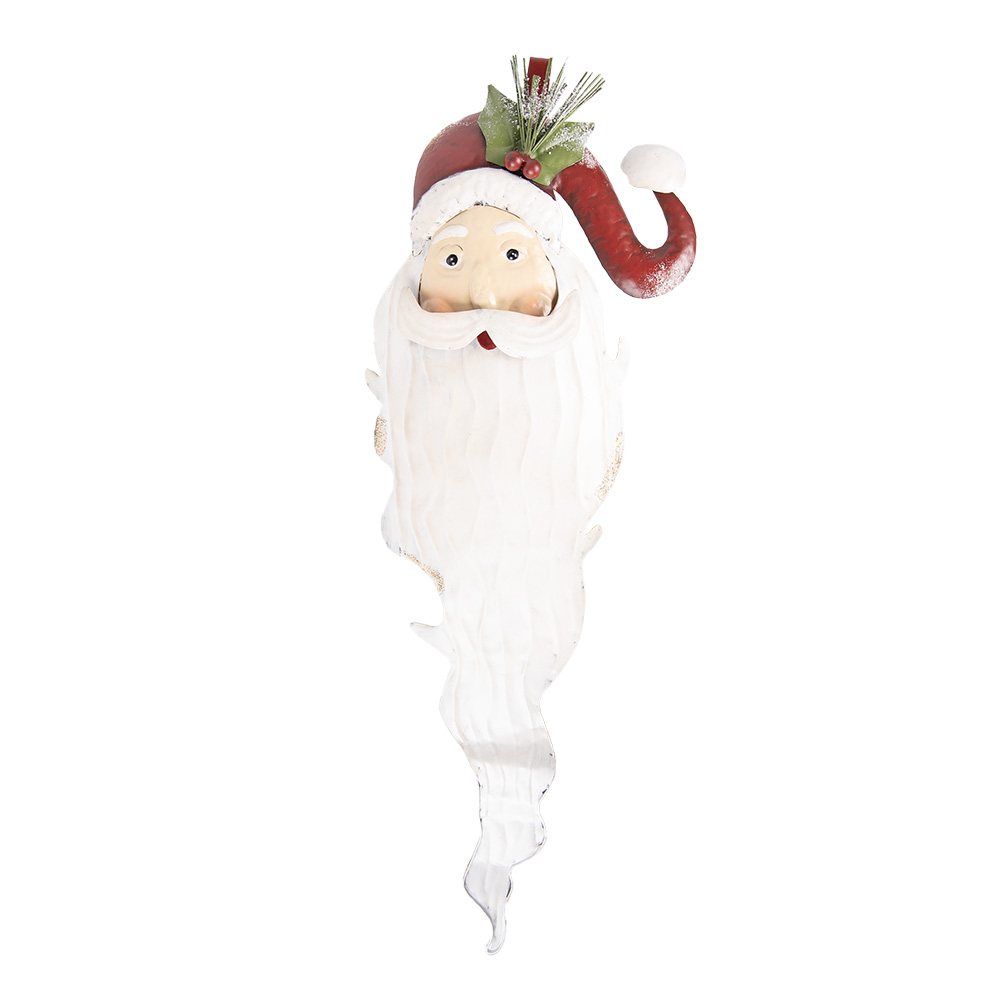 Clayre & Eef   | Wanddecoratie Kerstman Wit Rood 30x10x79 cm | 5Y1318