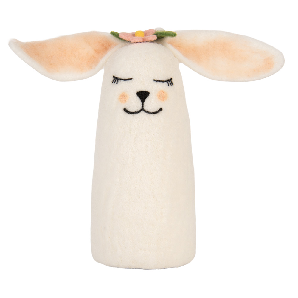 Clayre & Eef   | Vilten Muis Wit Roze 23x10x23 cm | 66321