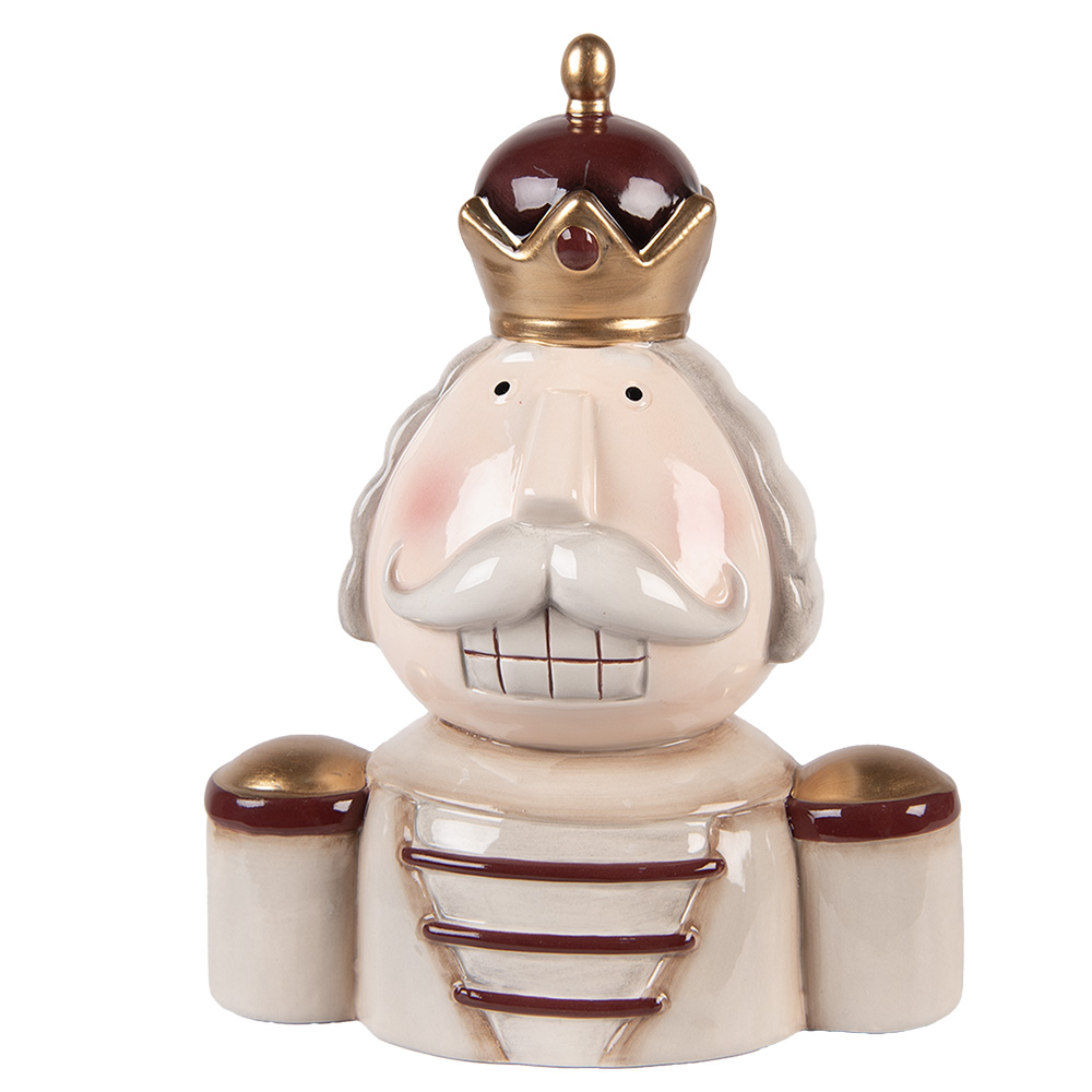 Clayre & Eef   | Kerstdecoratie Notenkraker Beige Rood 17x12x23 cm | 6CE2250