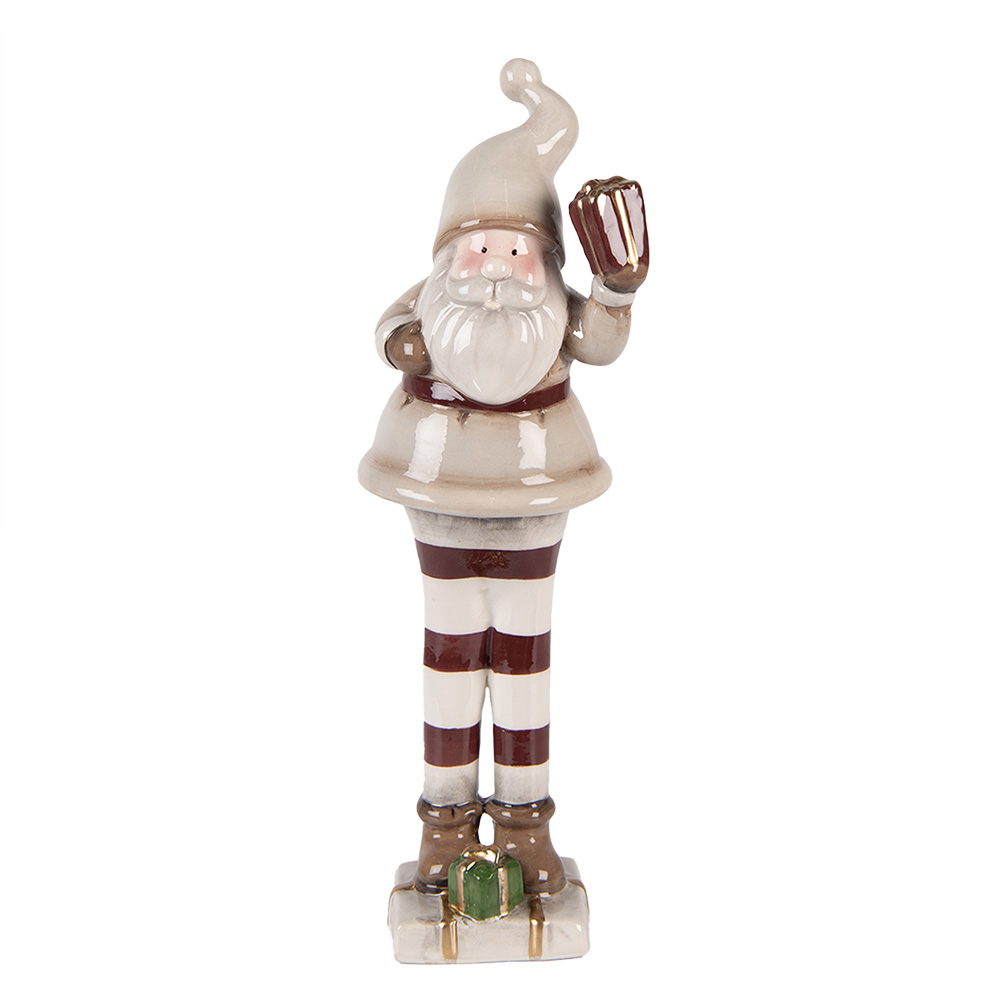 Clayre & Eef   | Kerstdecoratie Kerstman Beige Rood 8x7x23 cm | 6CE2251