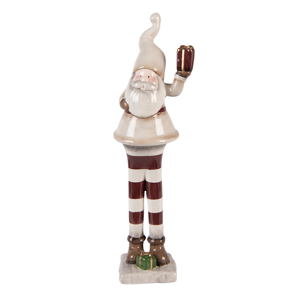 Clayre & Eef   | Kerstdecoratie Kerstman Beige Rood 9x8x30 cm | 6CE2252