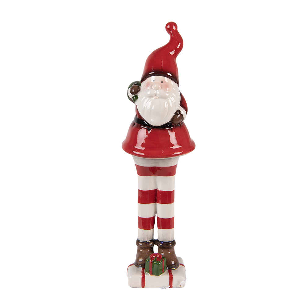 Clayre & Eef   | Kerstdecoratie Kerstman Rood Wit 7x7x23 cm | 6CE2264
