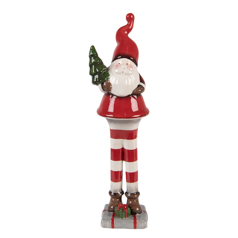 Clayre & Eef   | Kerstdecoratie Kerstman Rood Wit 9x8x30 cm | 6CE2265
