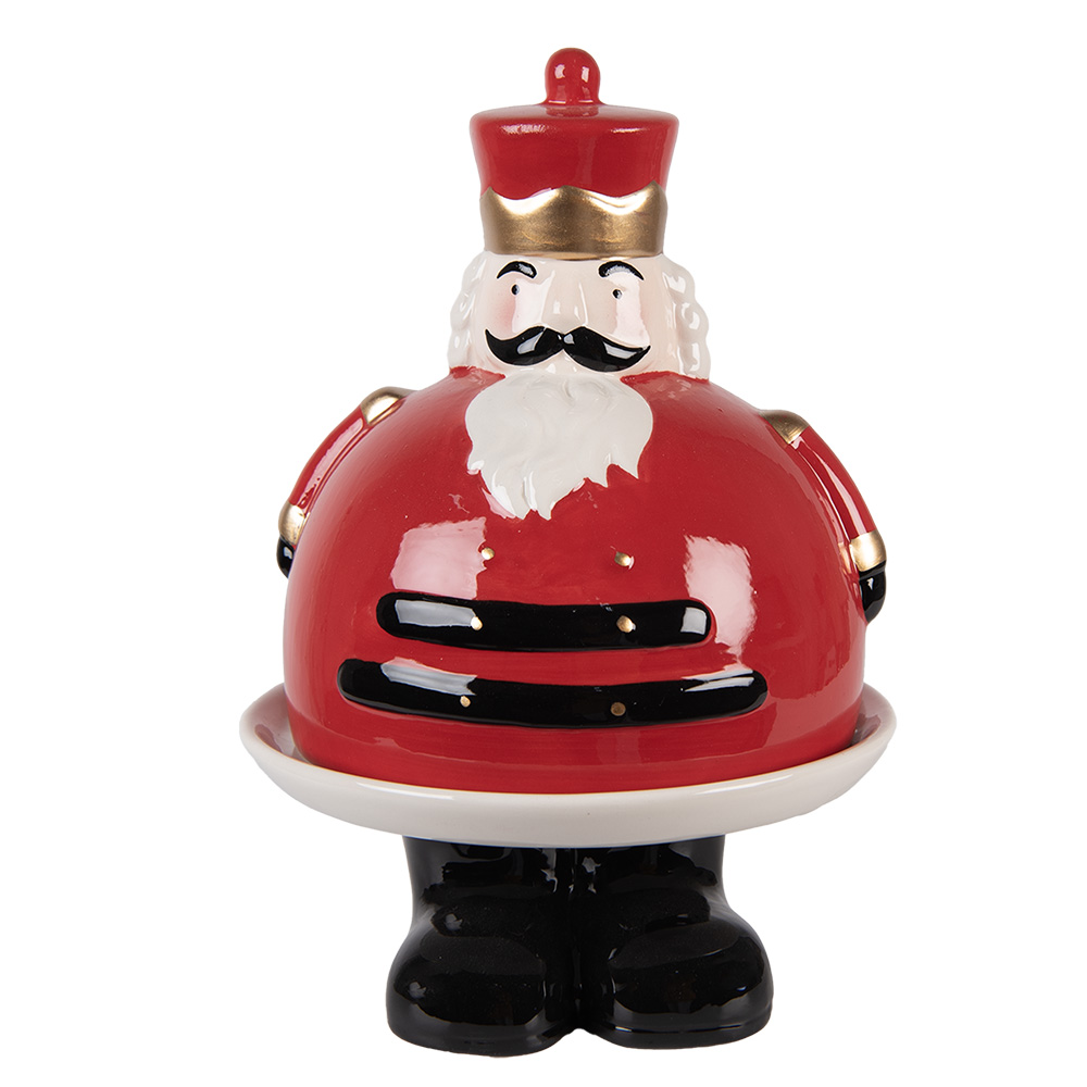 Clayre & Eef   | Decoratief Schaaltje met Deksel Rood Wit ø 17x25 cm | 6CE2267