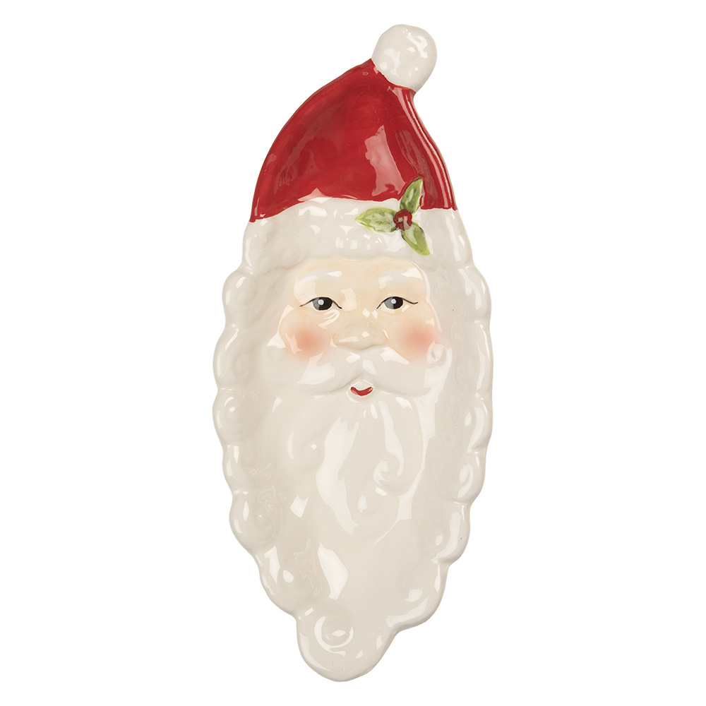Clayre & Eef   | Serveerschaal Wit Rood 11x25x3 cm | 6CE2318