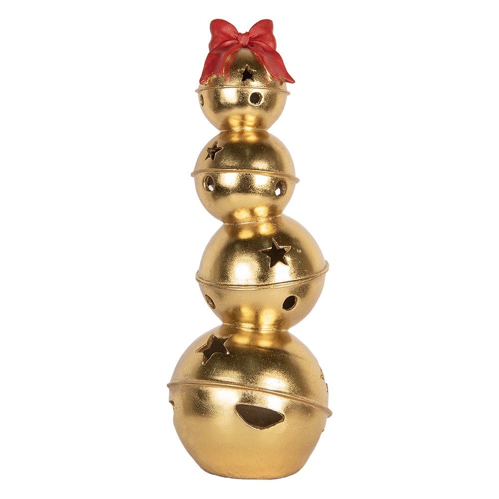 Clayre & Eef   | Decoratie opgestapelde Bellen Goudkleurig Rood 20x20x54 cm | 6PR5771