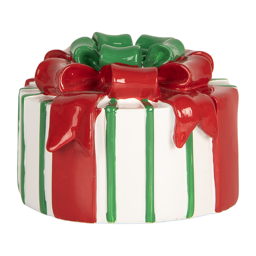 Clayre & Eef   | Kandelaar Wit Rood 12x11x7 cm | 6PR5774