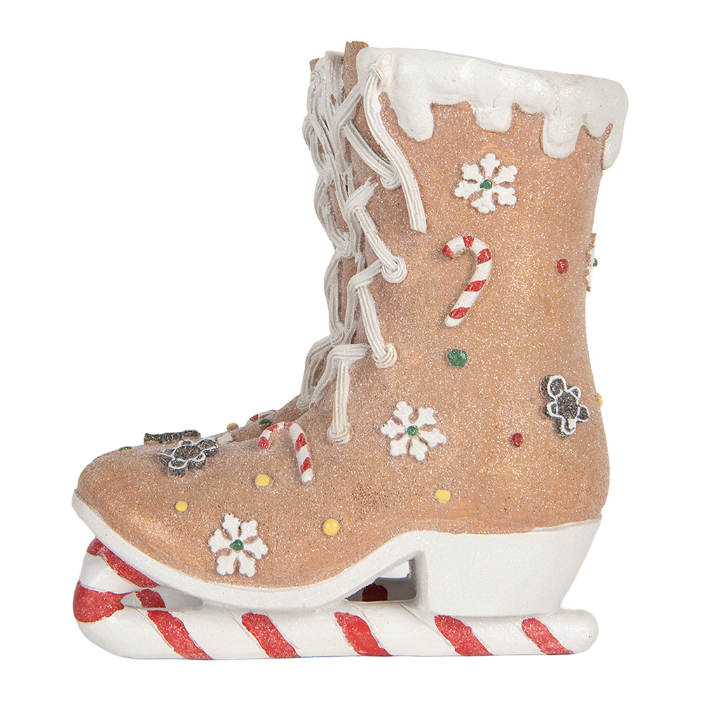 Clayre & Eef   | Decoratie Schaatsen Bruin Wit 19x14x20 cm | 6PR5780