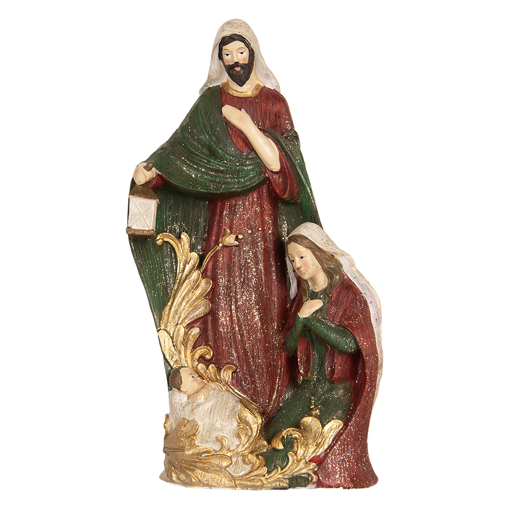 Clayre & Eef   | Kerstdecoratie Kerstgroep Beige Rood 15x10x27 cm | 6PR5899
