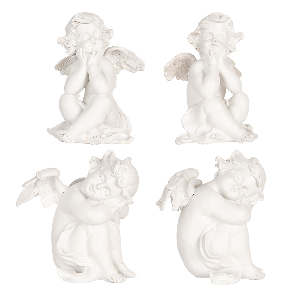 Clayre & Eef   | Decoratie Engelen (set 4) Wit 16x14x19 cm | 6PR5914