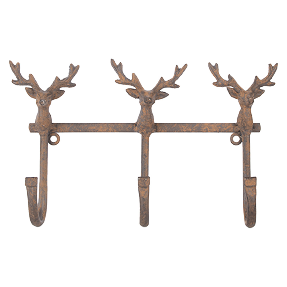 Clayre & Eef   | Wandkapstok Bruin 27x5x15 cm | 6Y5948