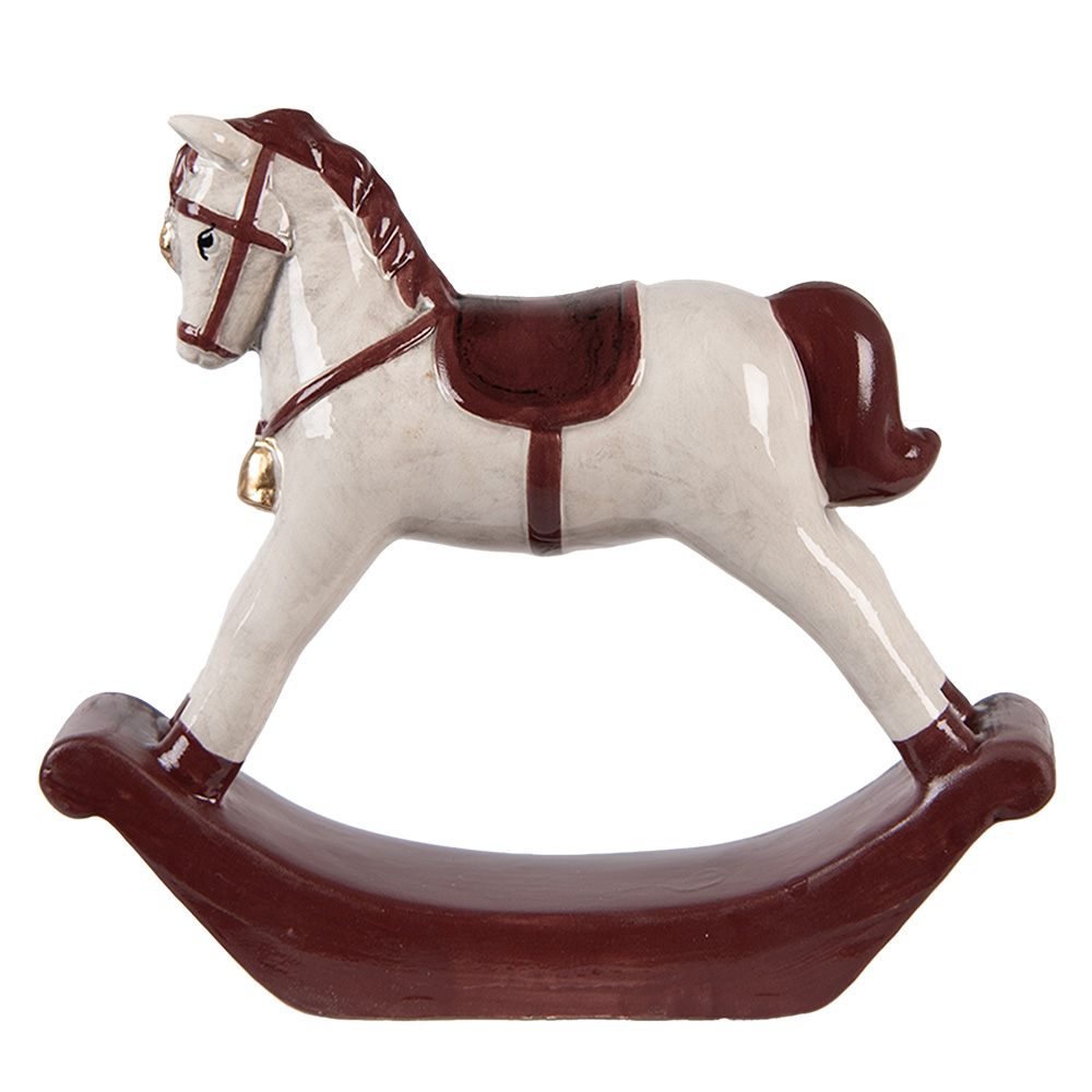Clayre & Eef   | Decoratie Hobbelpaard Beige Rood 15x4x14 cm | 6CE2249