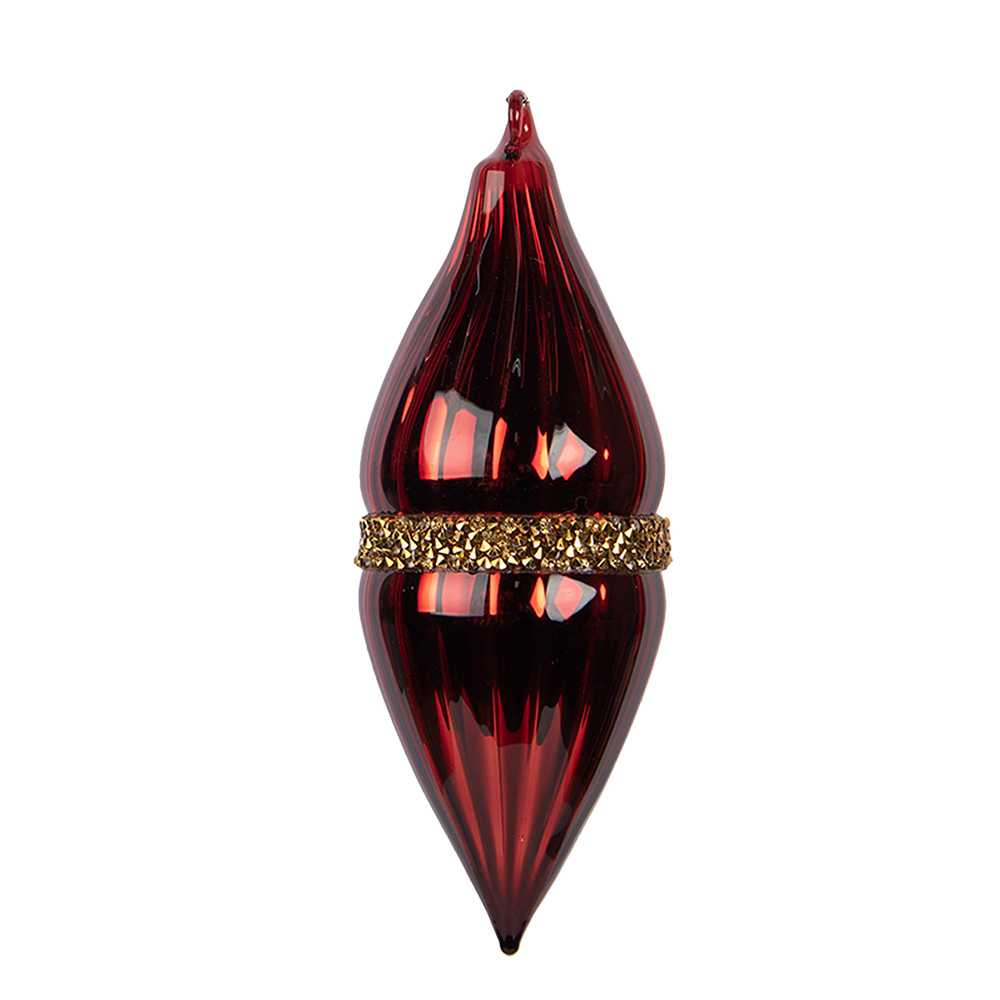 Clayre & Eef   | Kerstbal Rood Goudkleurig ø 6x17 cm | 6GL5095