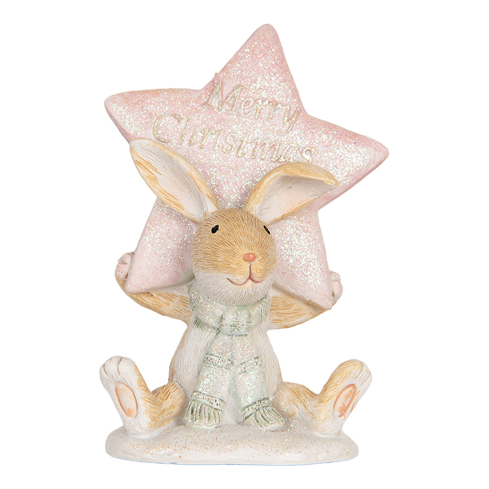 Clayre & Eef   | Decoratie Konijn Bruin Roze 8x5x11 cm | 6PR5884