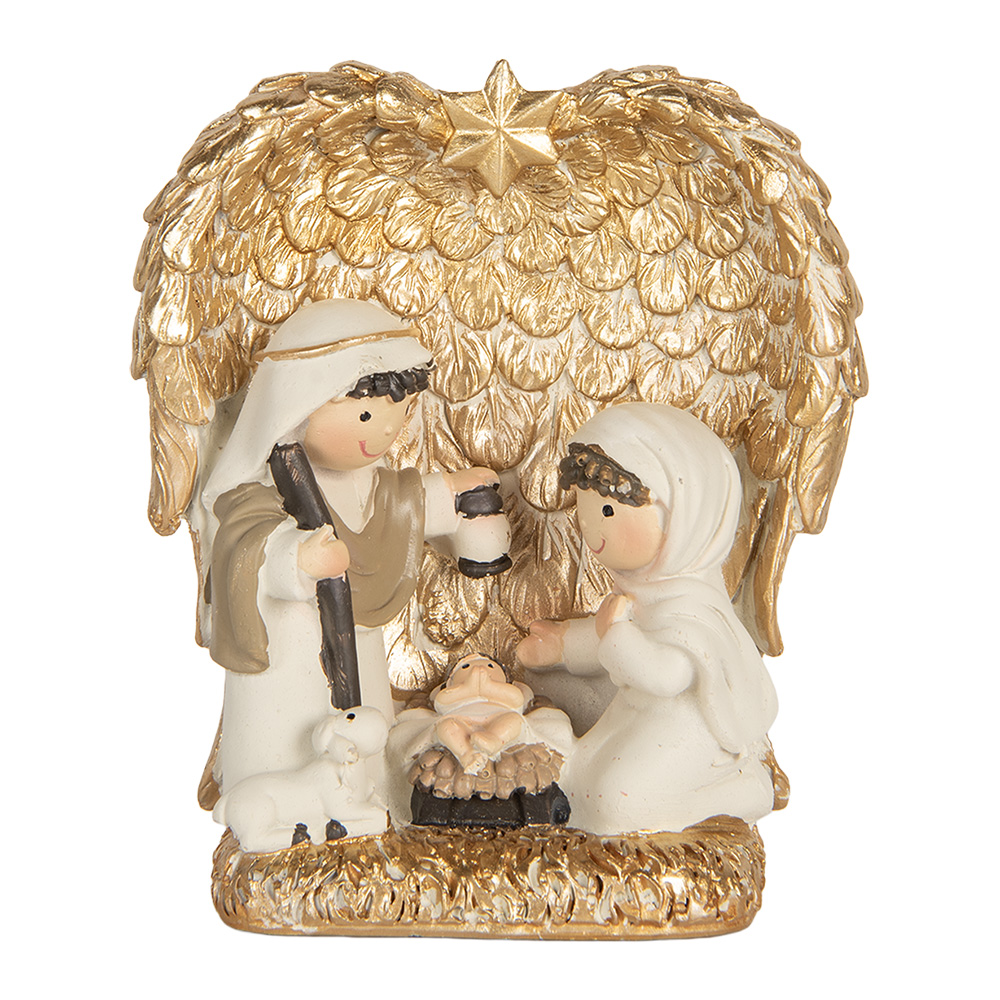 Clayre & Eef   | Kerstdecoratie Kerstgroep Goudkleurig Wit 12x6x13 cm | 6PR5898