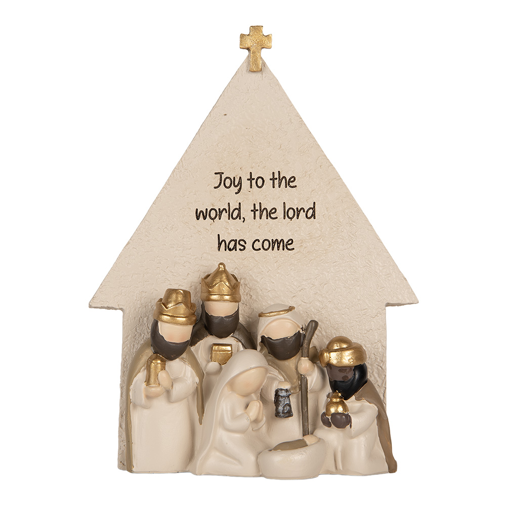 Clayre & Eef   | Kerstdecoratie Kerstgroep Beige Goudkleurig 16x6x21 cm | 6PR5904