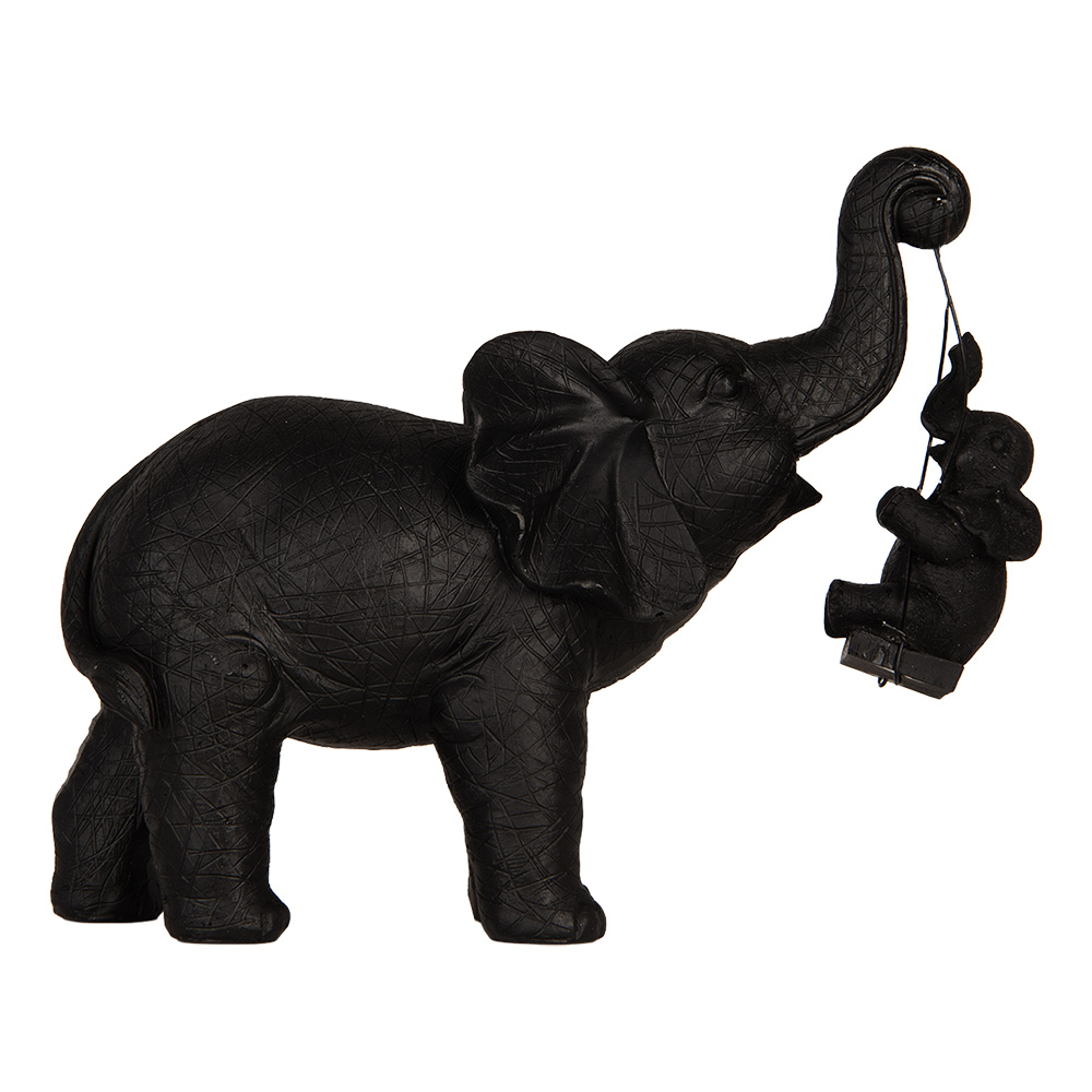 Clayre & Eef   | Decoratie Olifanten Zwart 20x8x18 cm | 6PR5910