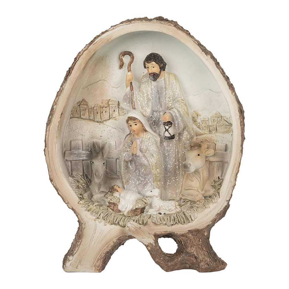 Clayre & Eef   | Kerstdecoratie Kerstgroep Beige Bruin 14x5x19 cm | 6PR5918