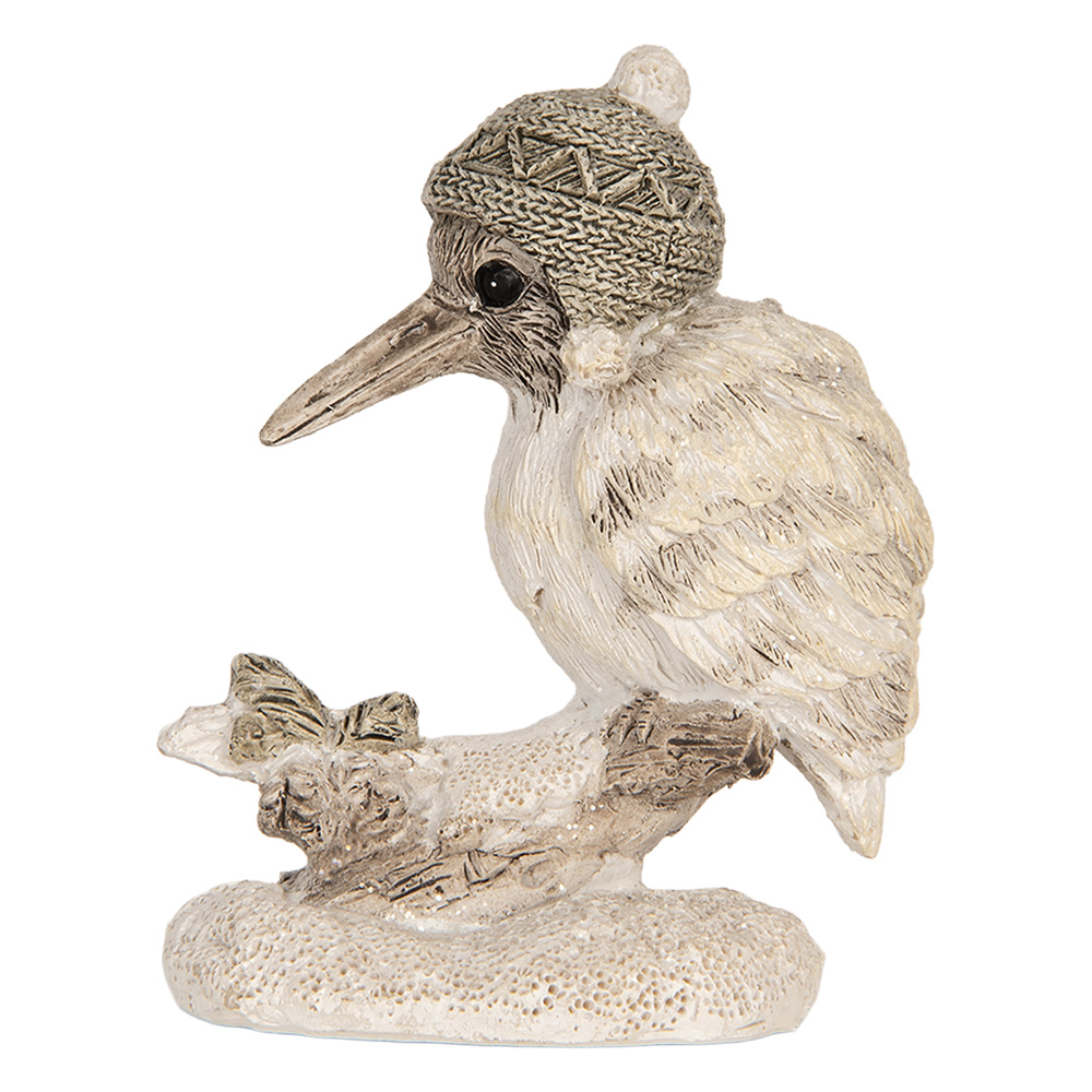Clayre & Eef   | Decoratie Vogel Beige Wit 7x6x8 cm | 6PR5926