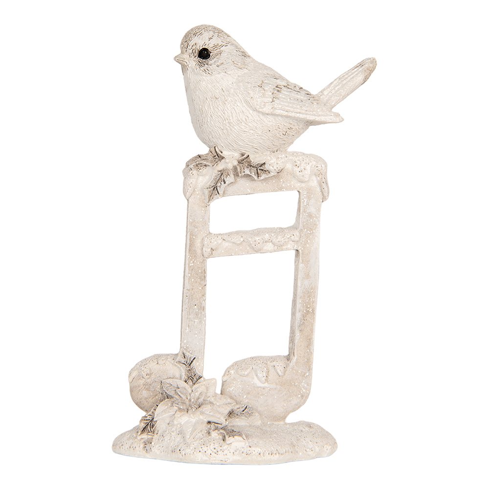 Clayre & Eef   | Decoratie Vogel Beige Wit 8x4x13 cm | 6PR5927
