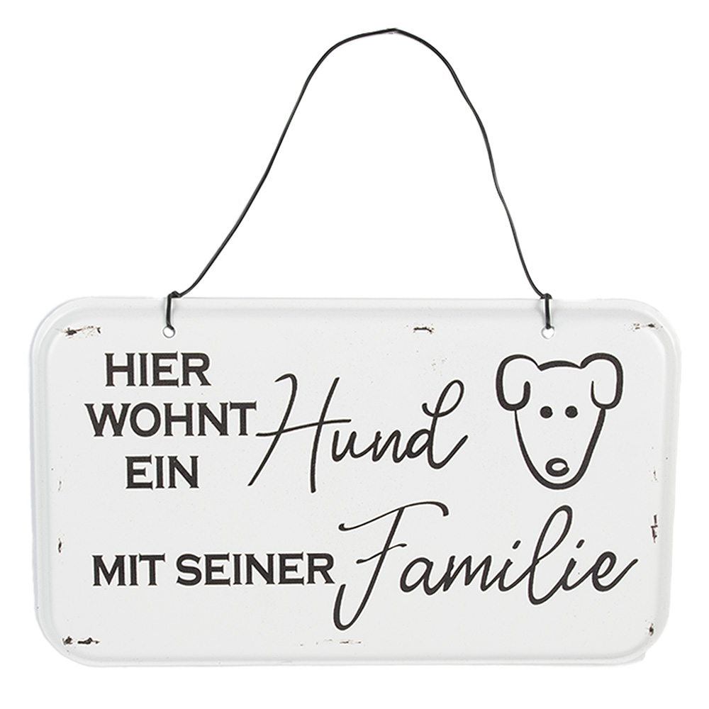 Clayre & Eef   | Tekstbord Wit Zwart 20x1x12 cm | 6Y5689