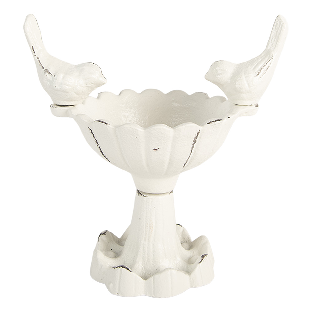 Clayre & Eef   | Vogelbad Wit 14x10x15 cm | 6Y5741