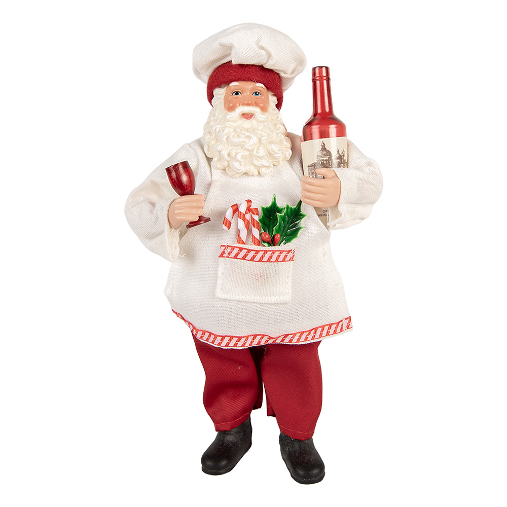 Clayre & Eef   | Kerstdecoratie Kerstman Rood Wit 15x10x27 cm | 66361