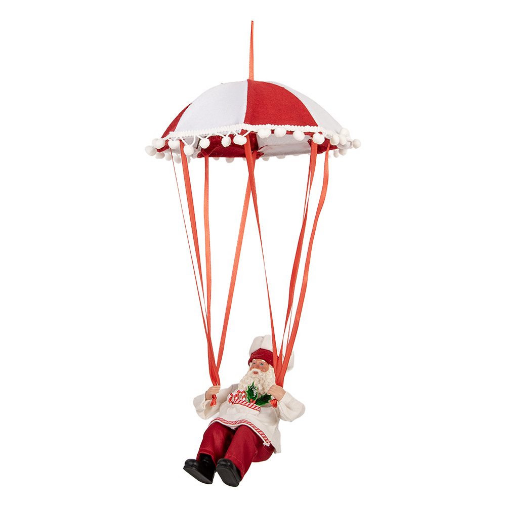 Clayre & Eef   | Kerstdecoratie Kerstman Rood Wit 25x25x55 cm | 66363