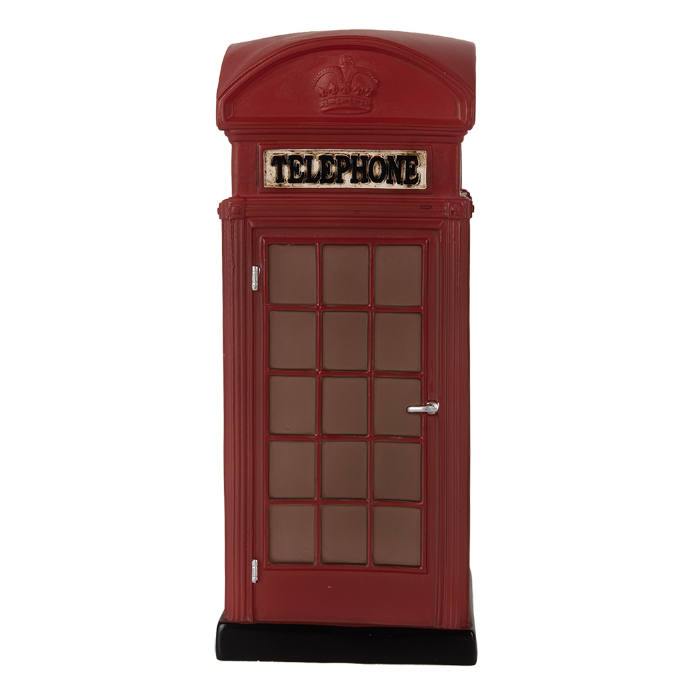 Clayre & Eef   | Nachtlampje Telefooncel LED Rood Bruin 10x10x23 cm | 6LMP813