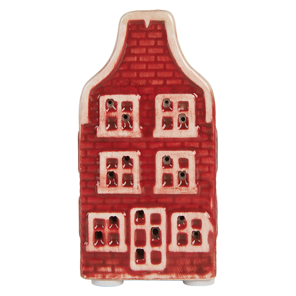 Clayre & Eef   | Decoratie Huisje met LED Rood Groen 4x4x8 cm | 6CE2297