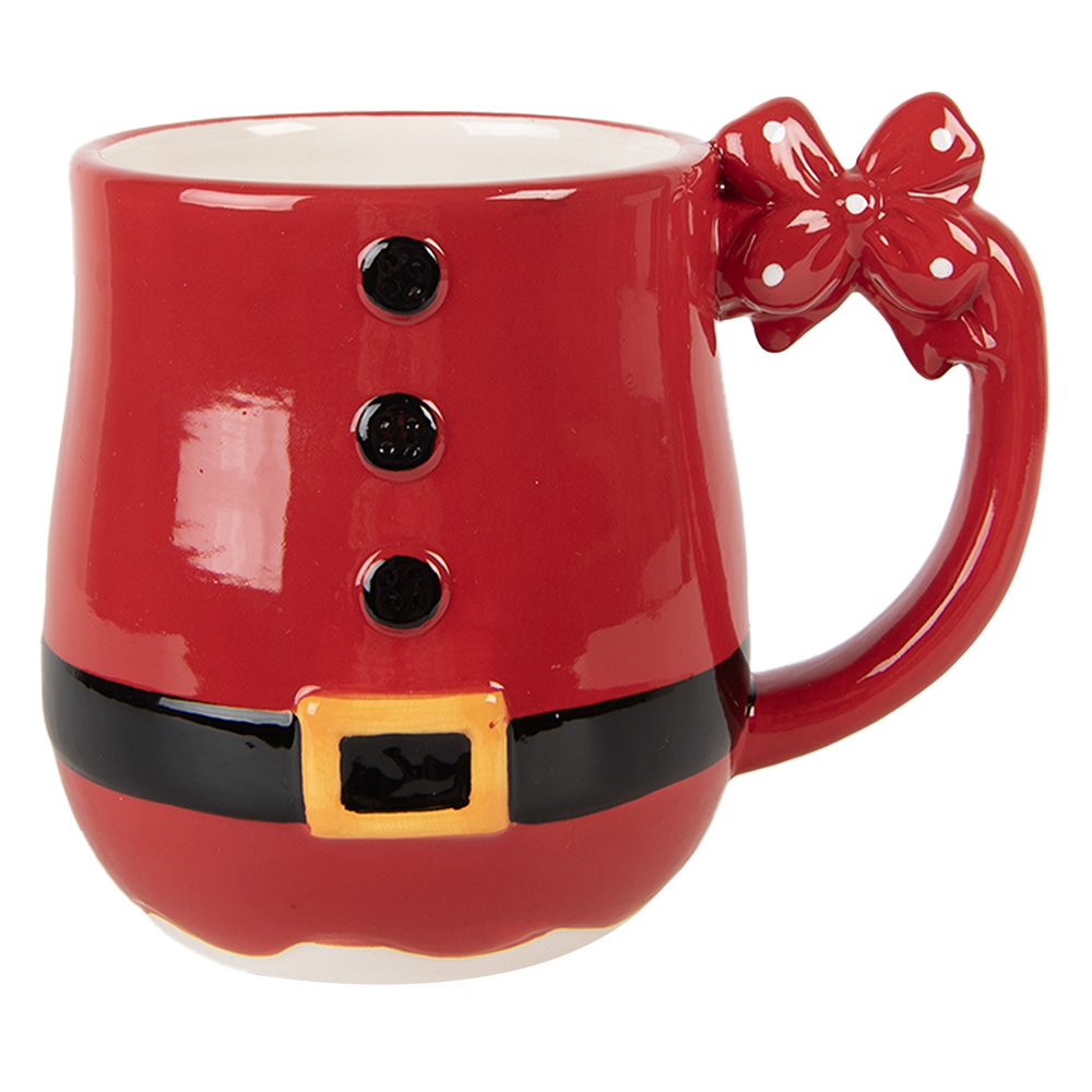 Clayre & Eef   | Mok Rood Zwart 13x9x11 cm / 400 ml | 6CEMU0219