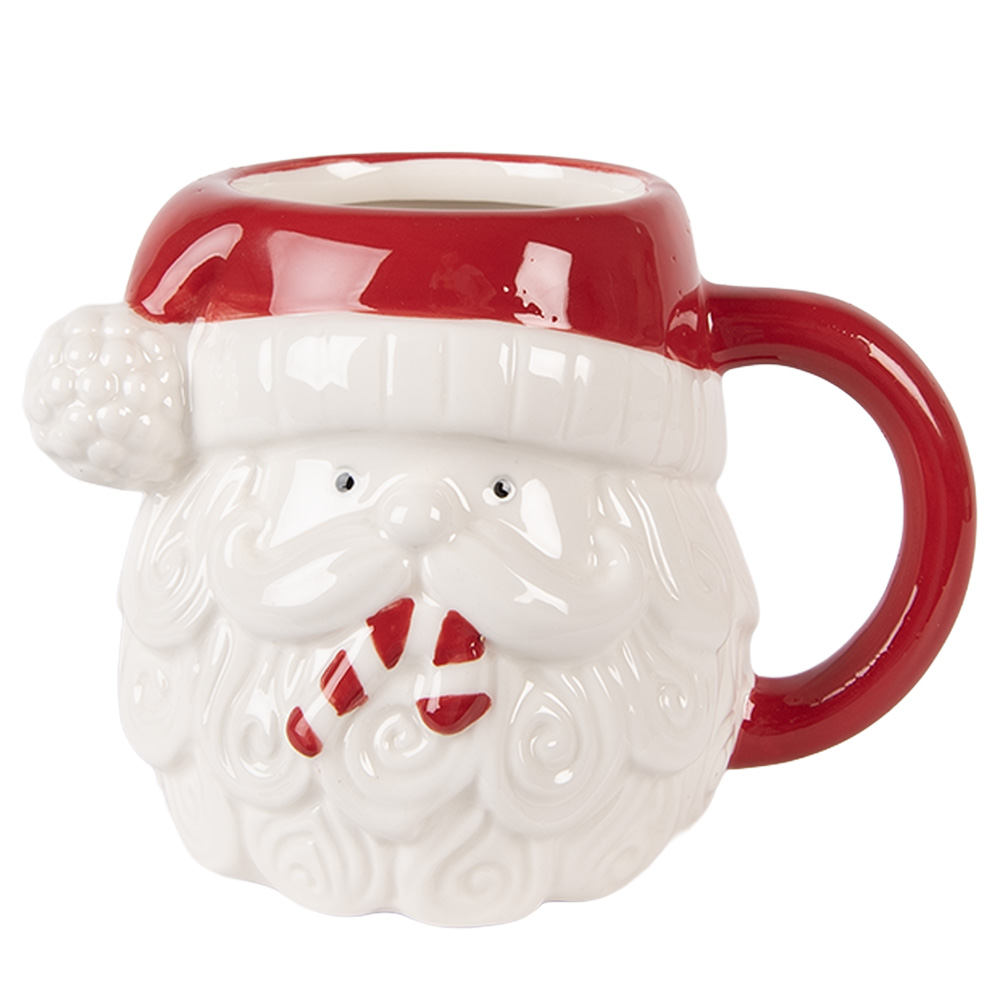 Clayre & Eef   | Mok Wit Rood 15x11x11 cm / 500 ml | 6CEMU0227