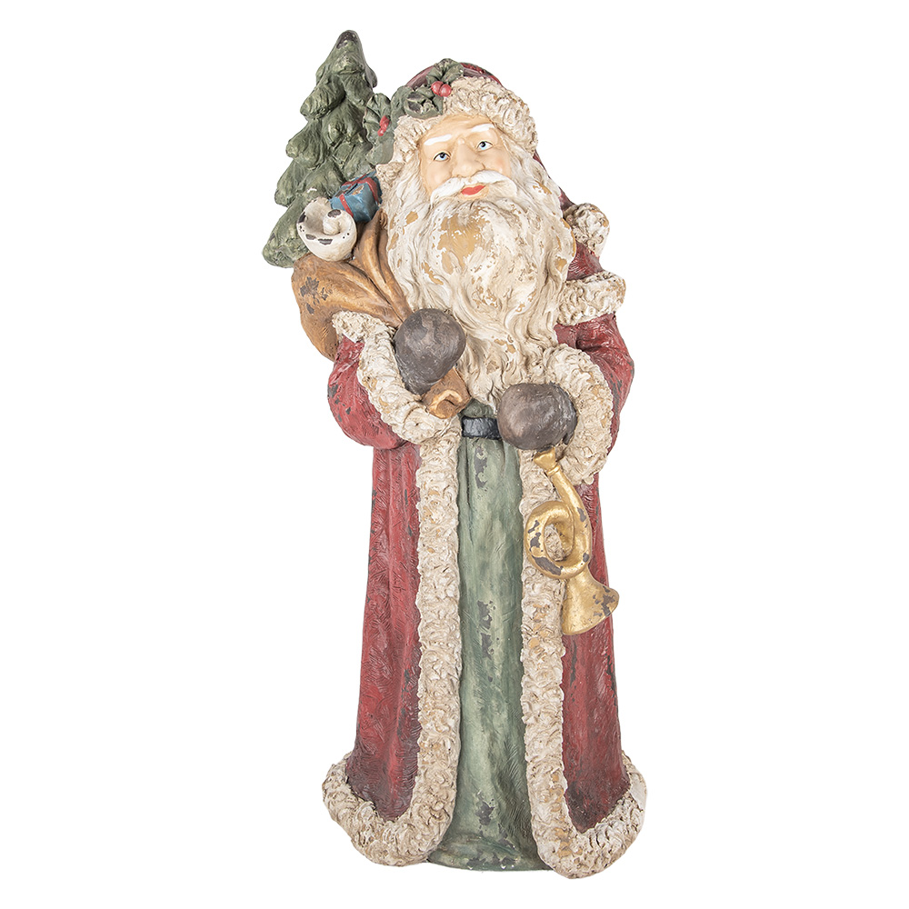 Clayre & Eef   | Kerstdecoratie Kerstman Rood Beige 35x28x83 cm | 5MG0091