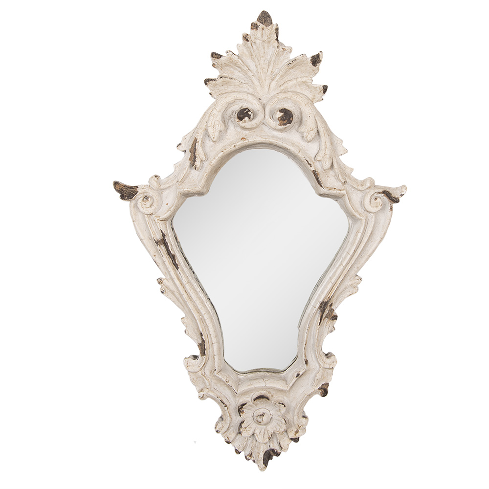 Clayre & Eef   | Wandspiegel Wit Bruin 27x5x42 cm | 62S321