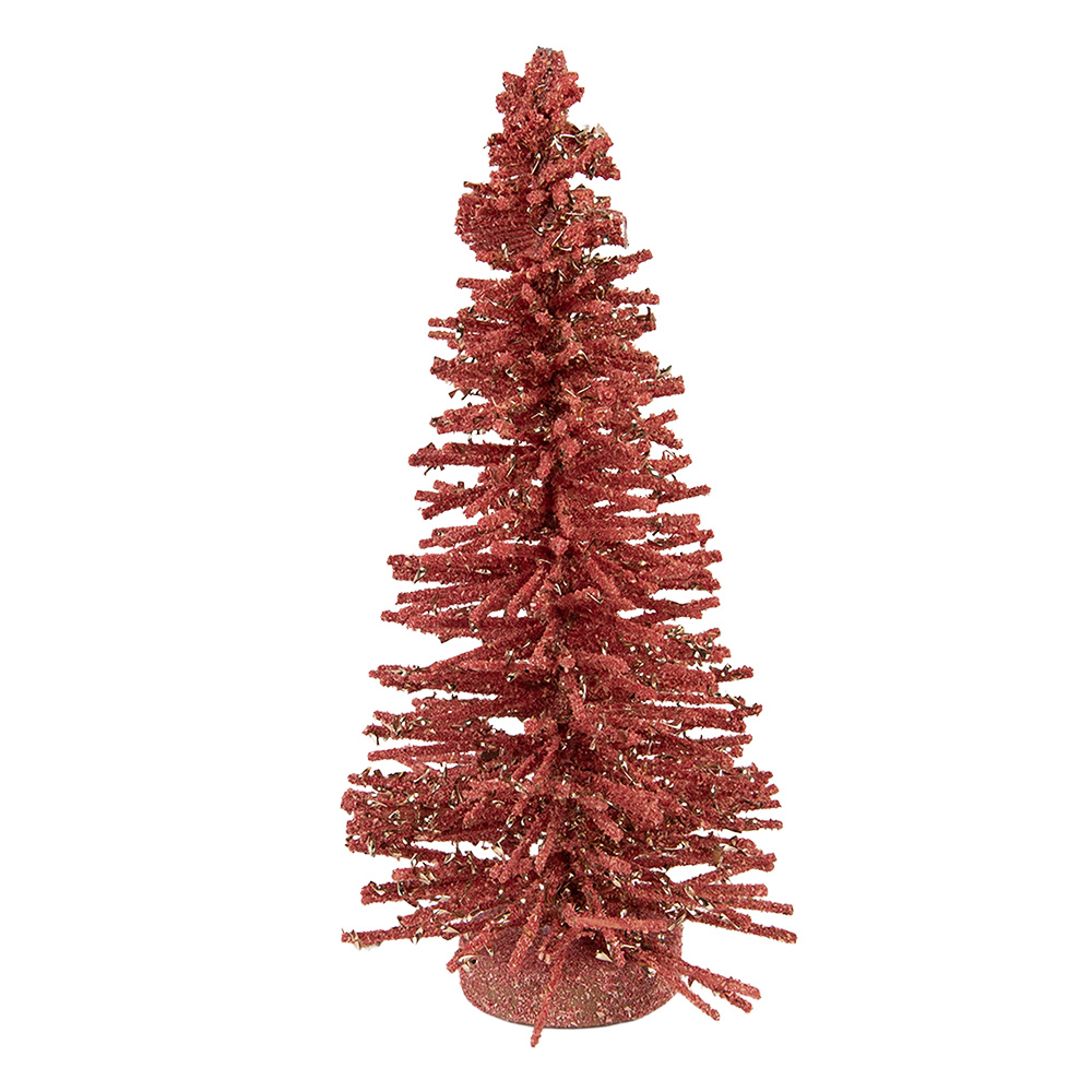 Clayre & Eef   | Decoratie Kerstboom Roze Goudkleurig ø 14x25 cm | 66318P