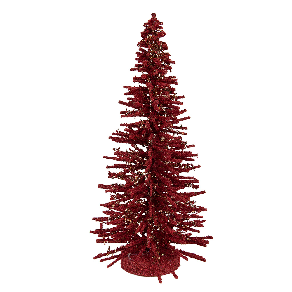 Clayre & Eef   | Decoratie Kerstboom Rood Goudkleurig ø 14x25 cm | 66318R